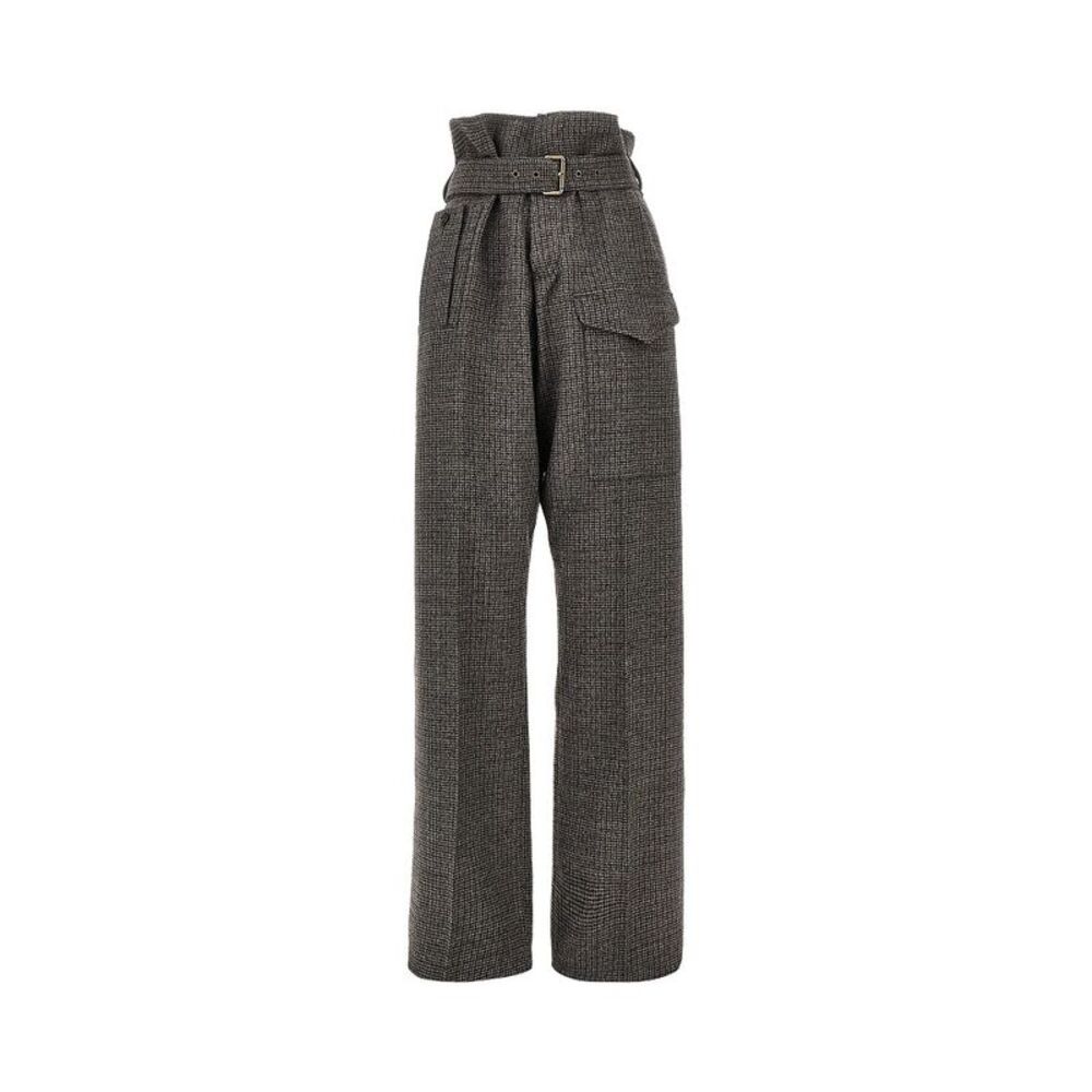 Etro Women Check Wool Pants With Belt